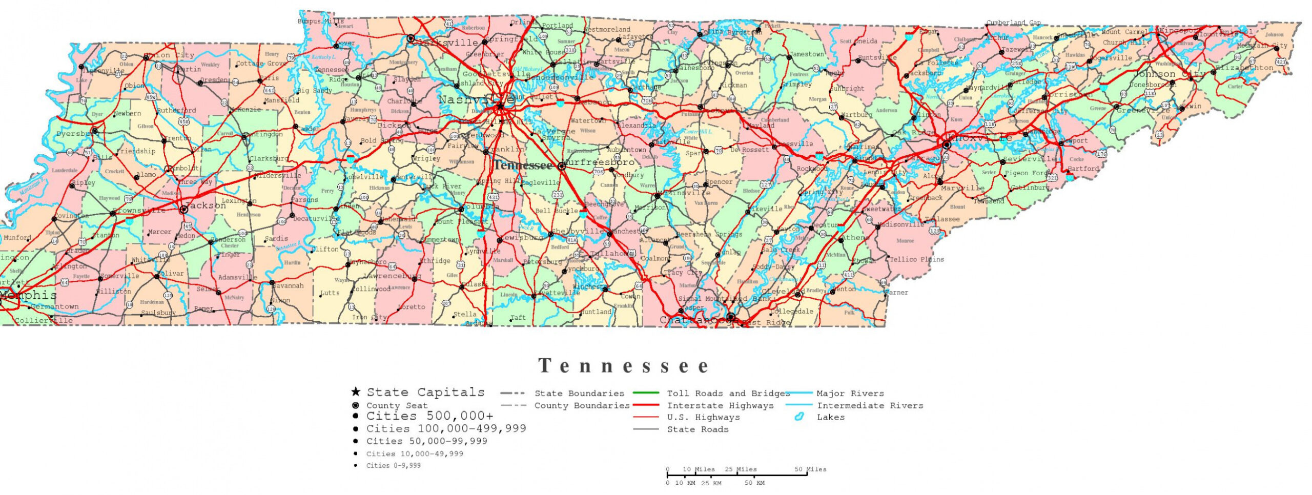 Tennessee Printable Map