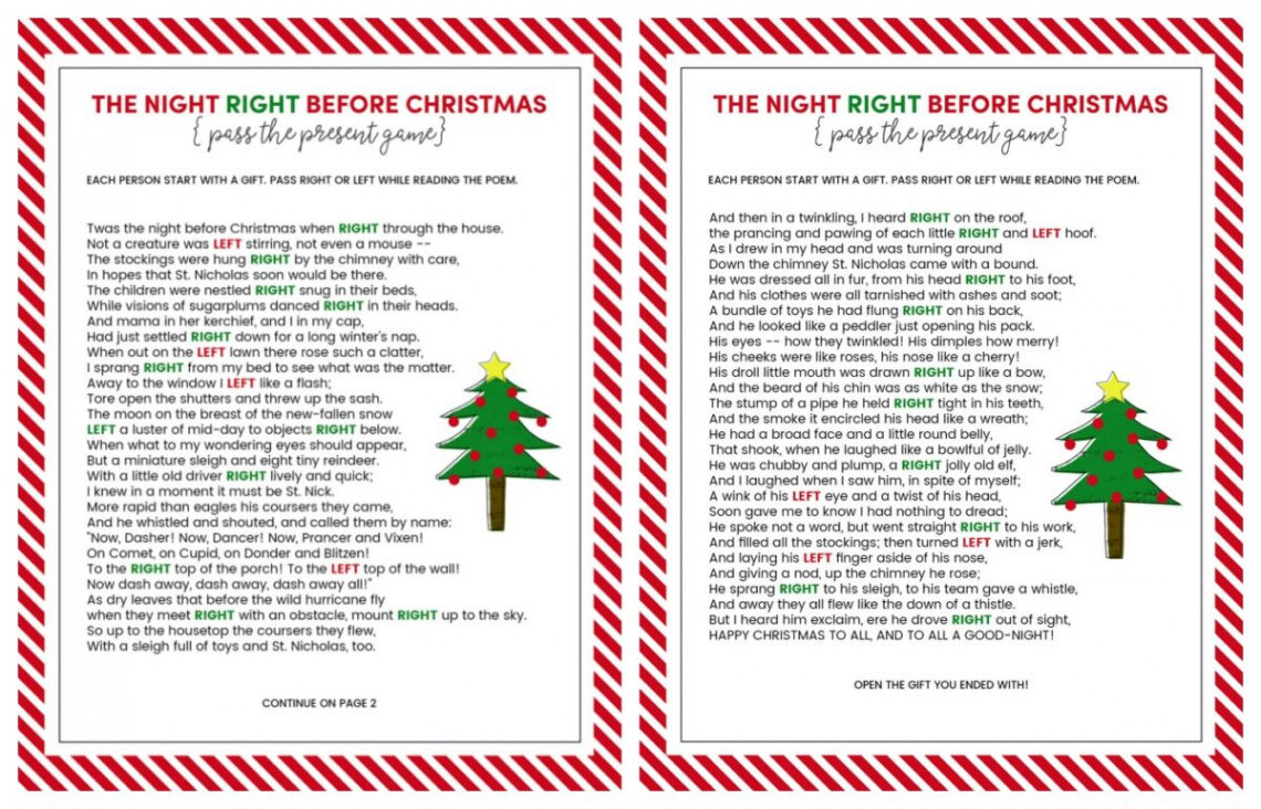 The Left Right Christmas Game With Story + Print Lil