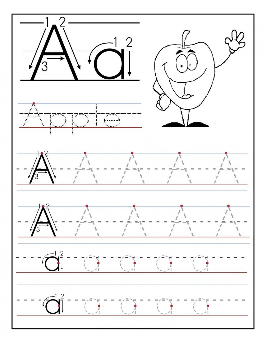 Trace Letter A Sheets to Print  Activity Shelter  Alphabet