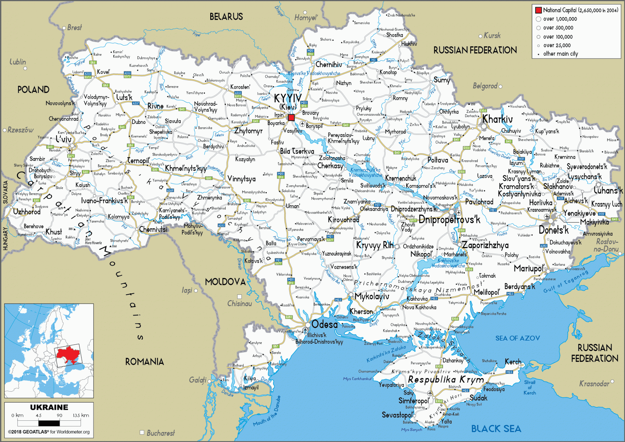 Ukraine Map (Road) - Worldometer