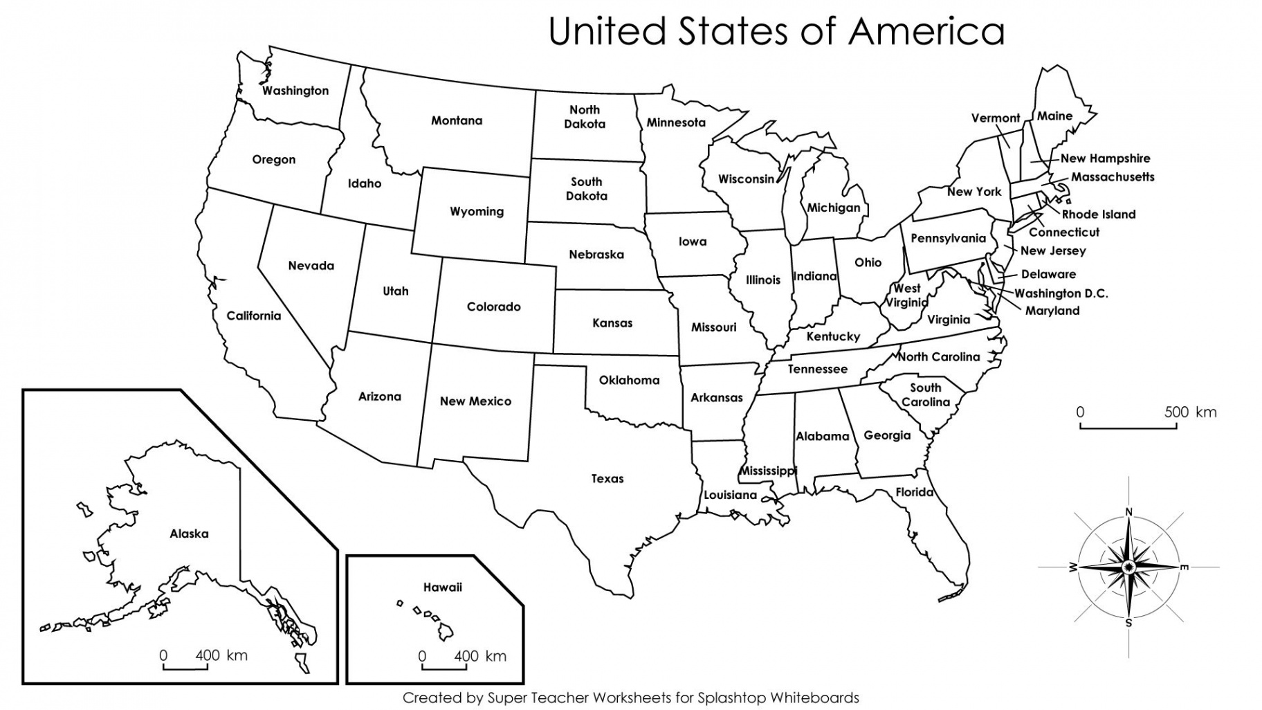 United states map labeled, United states map, Map worksheets