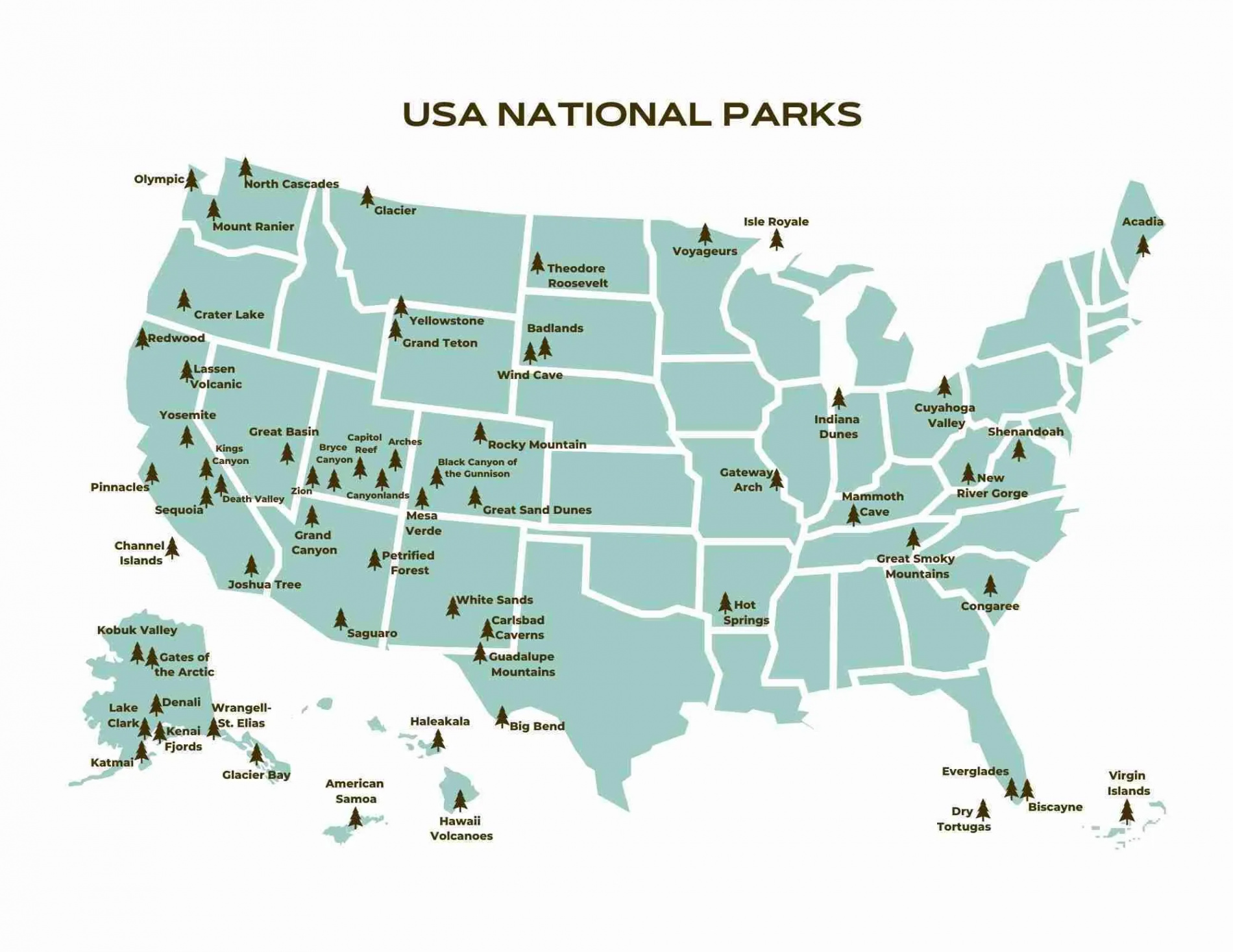 US National Parks List & Map (+ Printable Checklist & Map