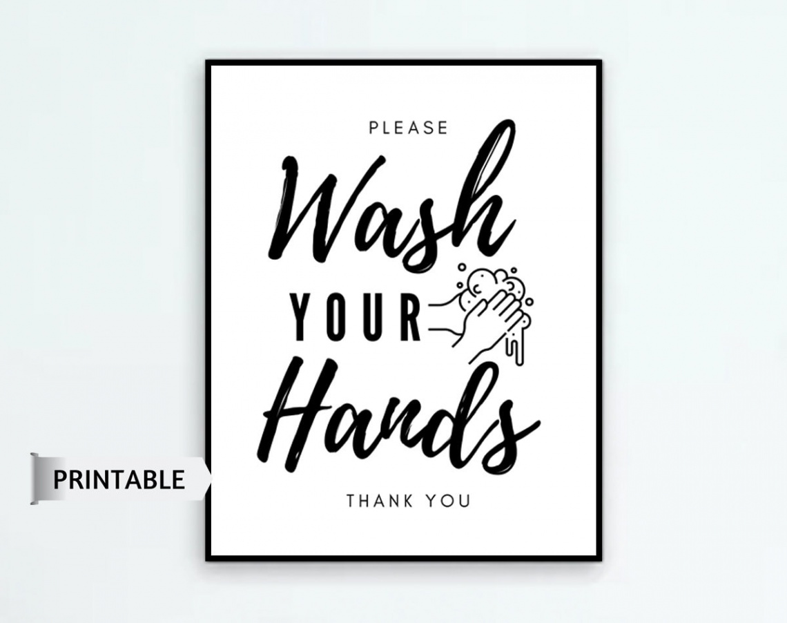 Wash Your Hands PRINTABLE Sign, Please Wash Your Hands Office Sign, Hand  Wash Bathroom Sign, Thank You Washing Hands •