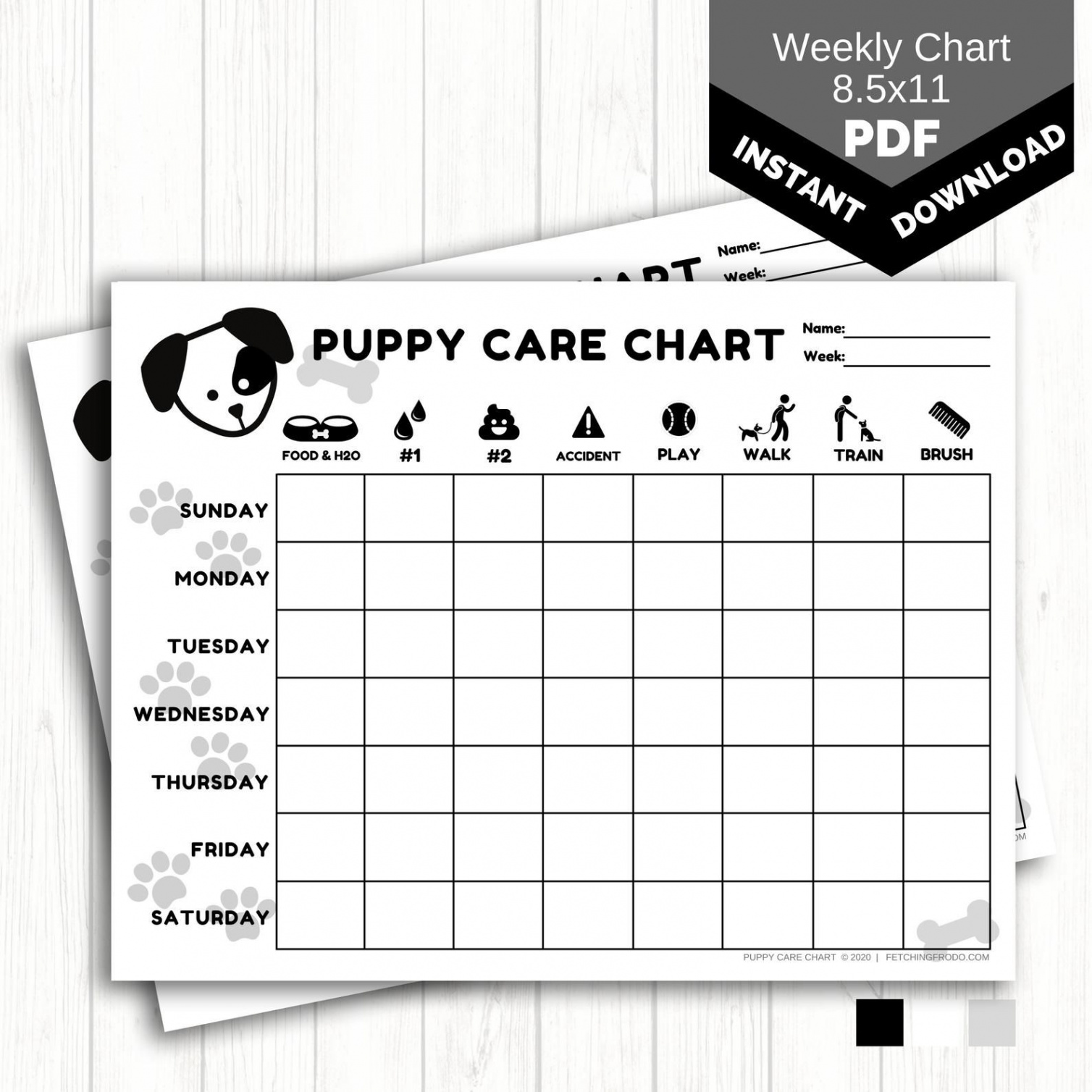 Weekly Puppy Care Chart PRINTABLE Dog Chore Chart for Kids - Etsy