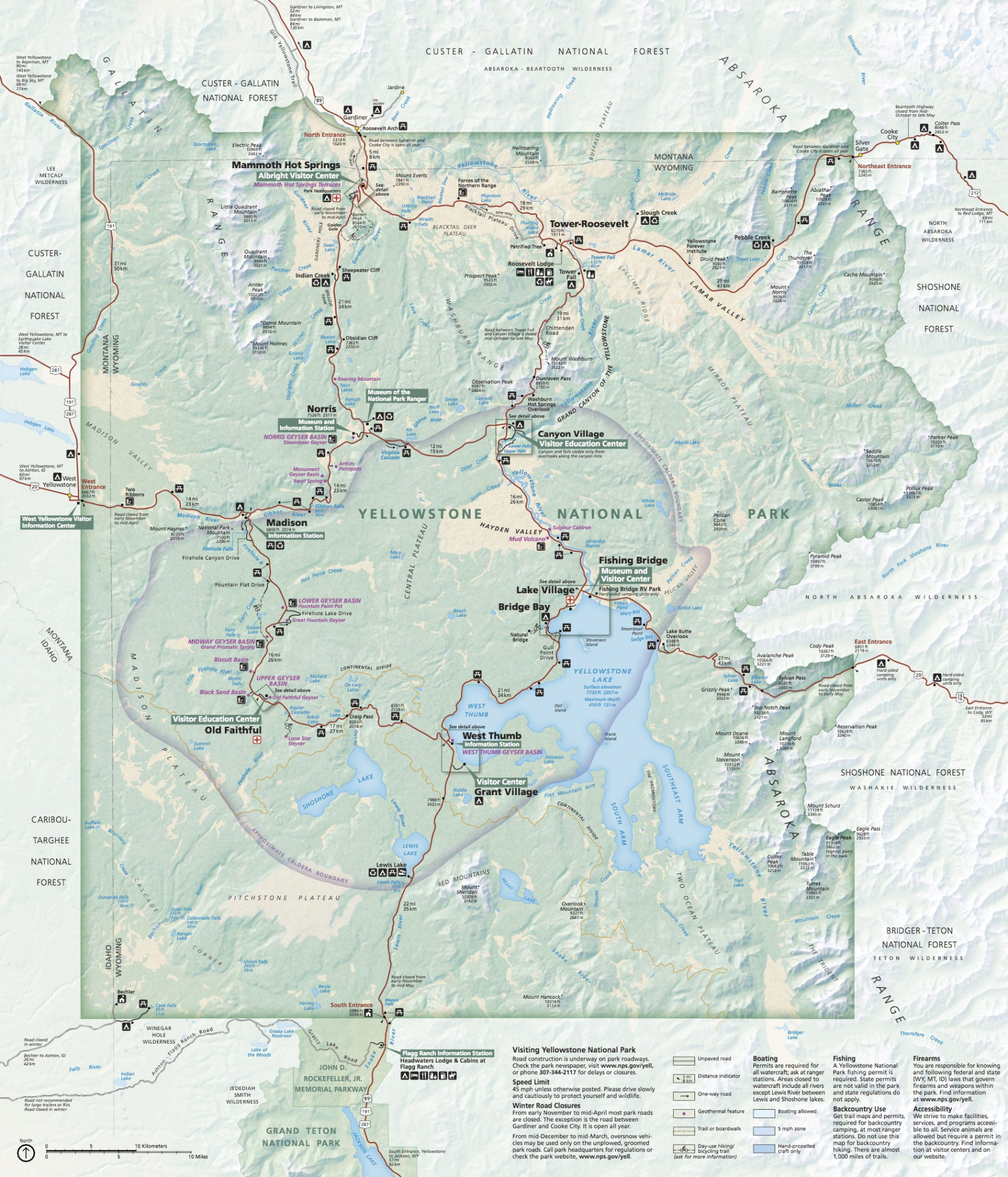 Yellowstone National Park Map  U.S