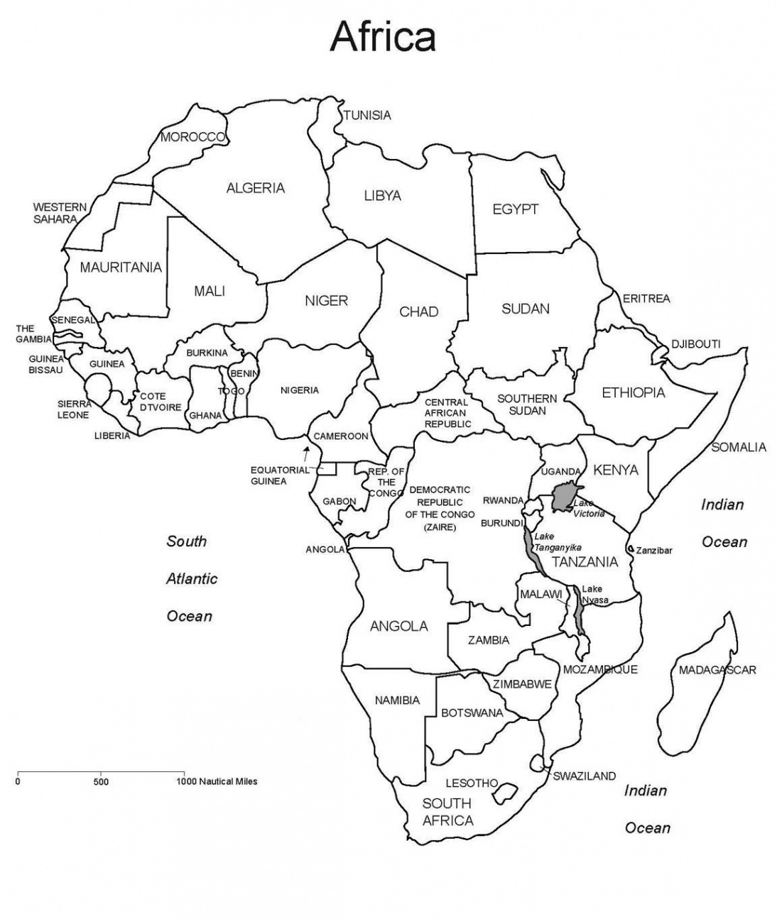 Blank Map of Africa  Large Outline Map of Africa - WhatsAnswer