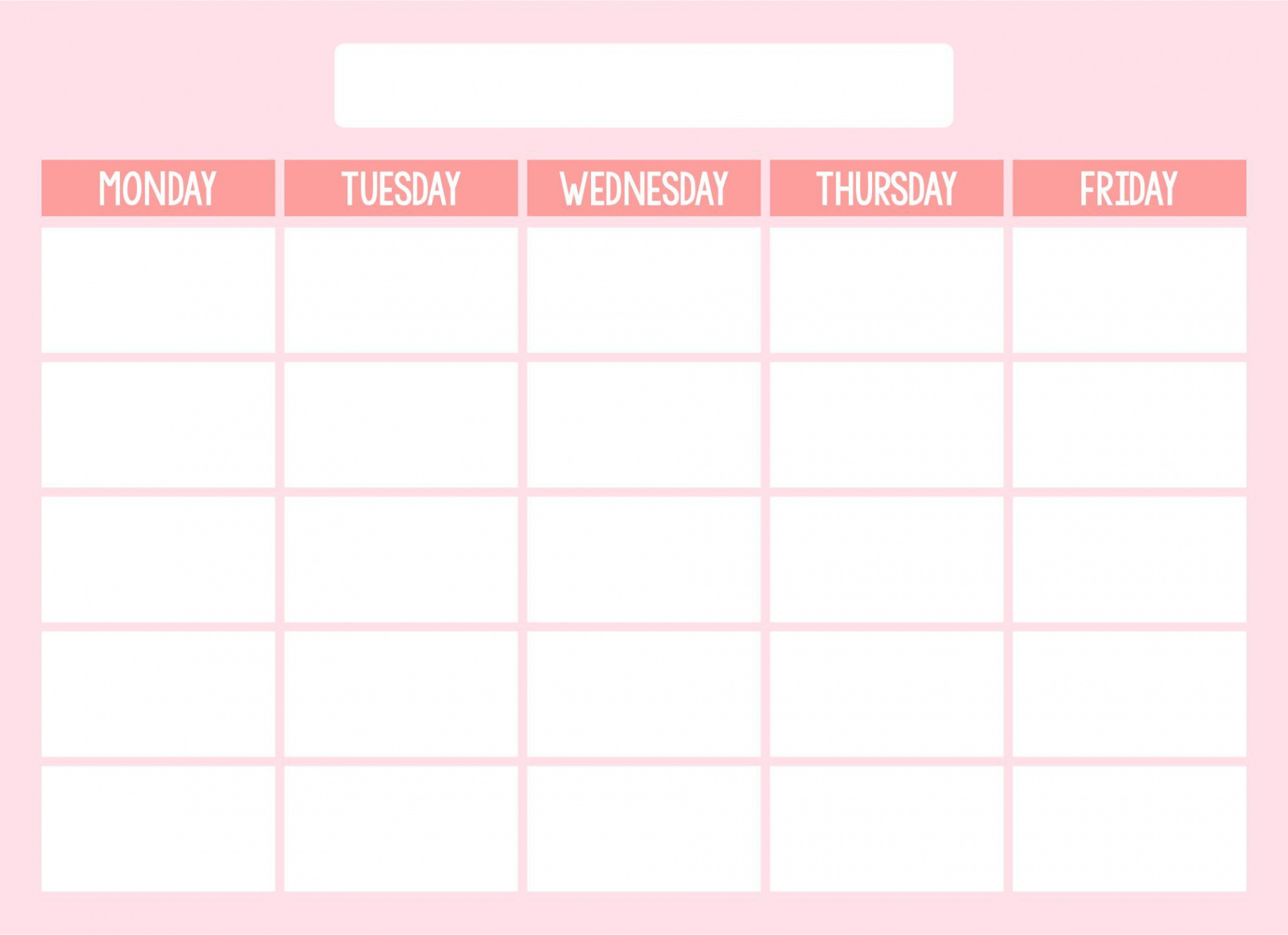 Blank Weekly Calendar Template Monday Friday  Weekly calendar