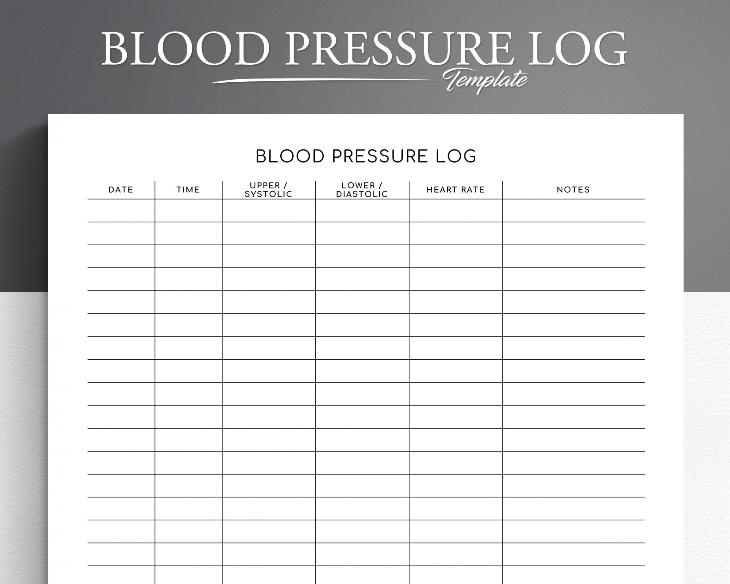 Blood Pressure Log Editable Printable