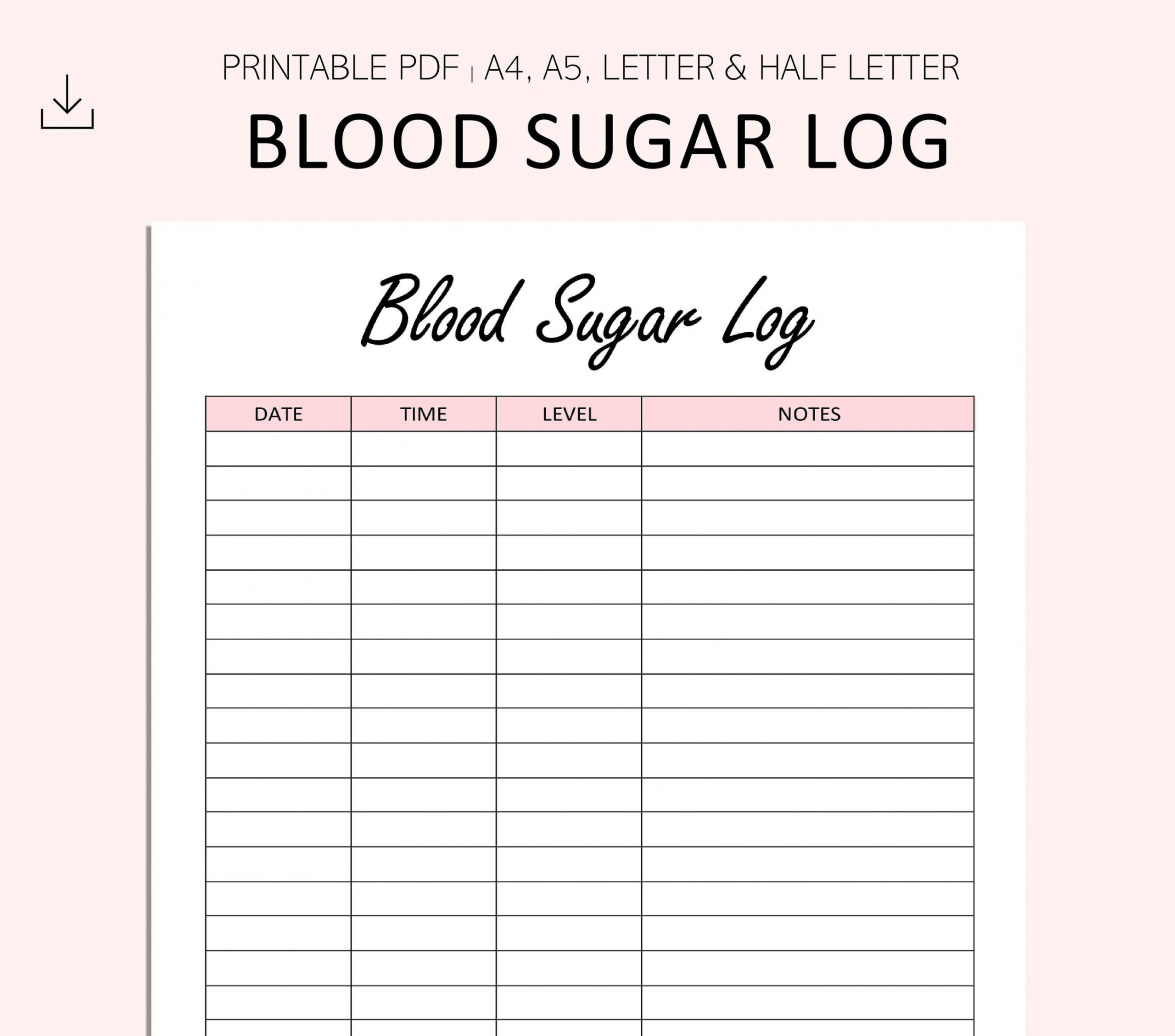 Blood Sugar Log Printable Blood Sugar Reading Tracker Blutzucker