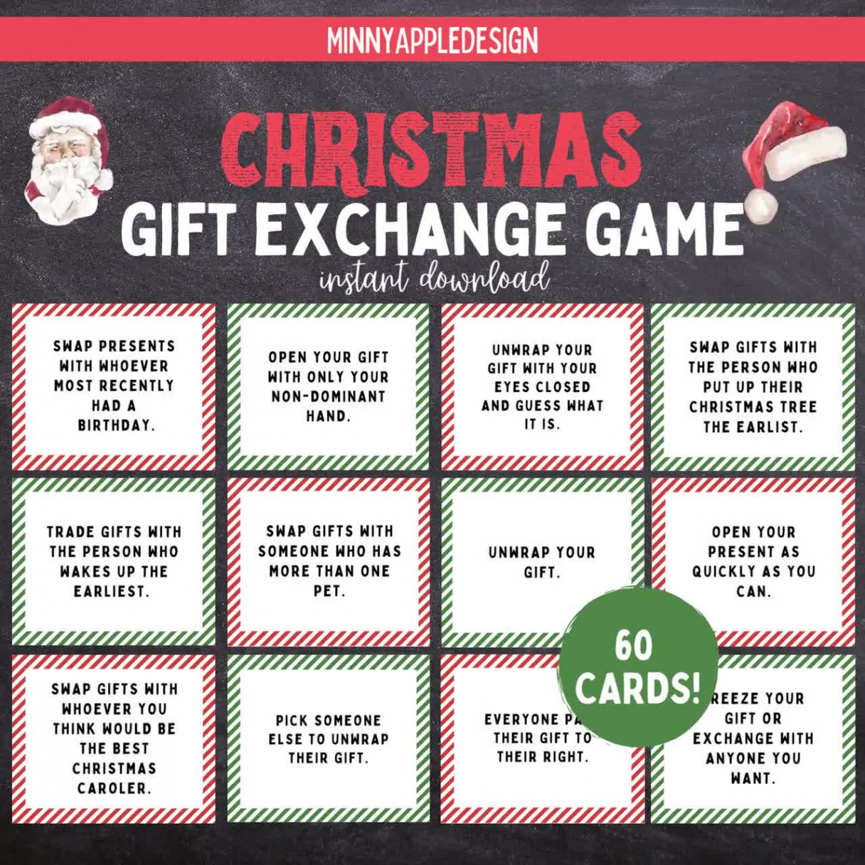 Christmas Gift Exchange Game  Printable Christmas Game  White Elephant  Gift Exchange Cards  Christmas Family Game  Christmas Party Game