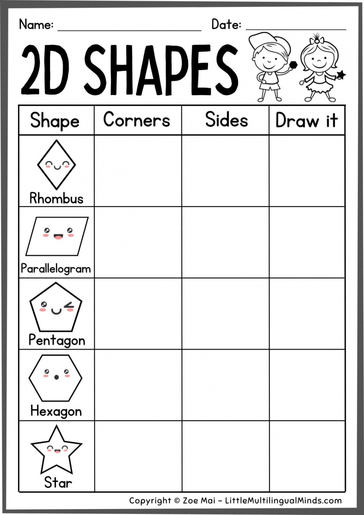 D Shapes Chart and Fun Activity Ideas - Free Printable