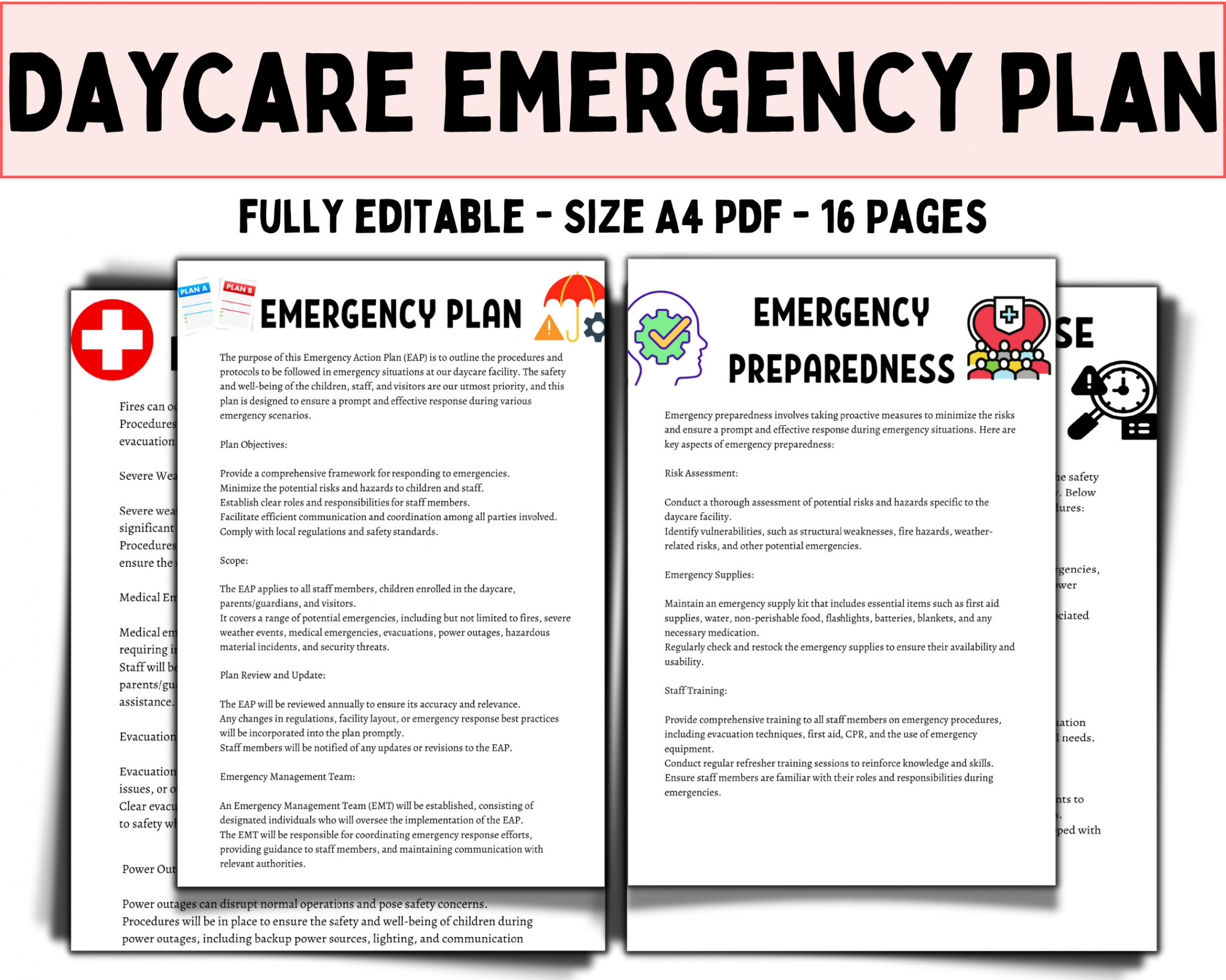 Daycare Emergency Plan, Childcare Emergency Plan Template