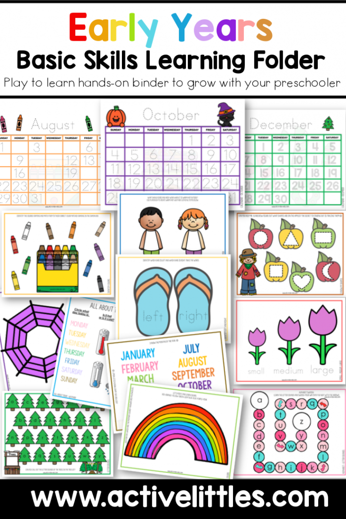 Early Years Basic Skills Preschool Learning Folder - Active Littles