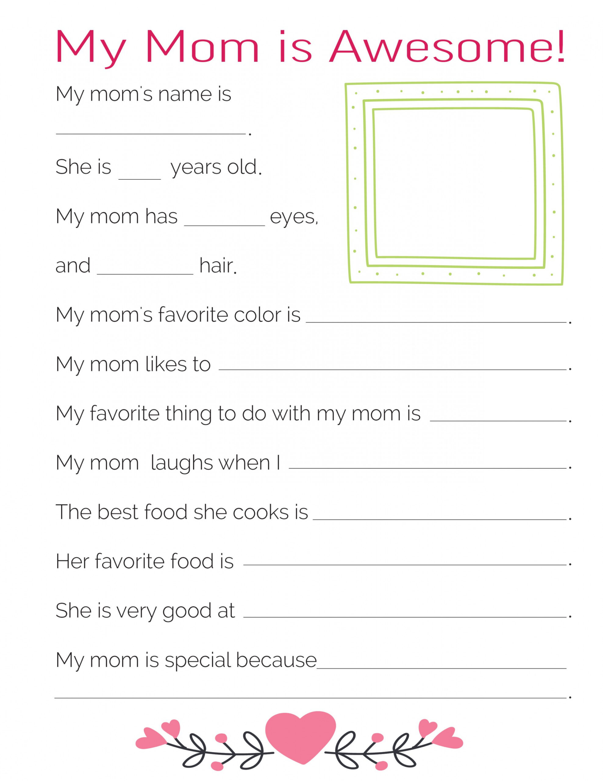 Free "All About My Mom" Printables - Freebie Finding Mom