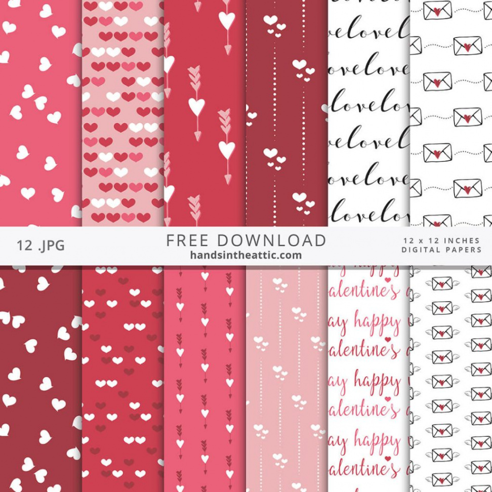 Free Digital Scrapbook Papers  Hearts, Love, Valentine