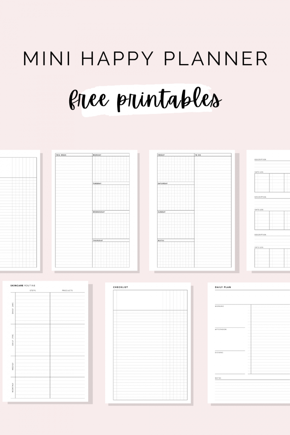 Free Mini Happy Planner Printables  Happy planner free printable