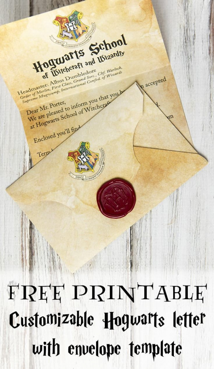 Free Printable: Customizable Hogwarts Letter and Envelope  Harry