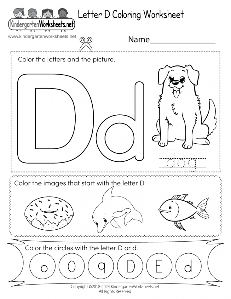 Free Printable Letter D Coloring Worksheet