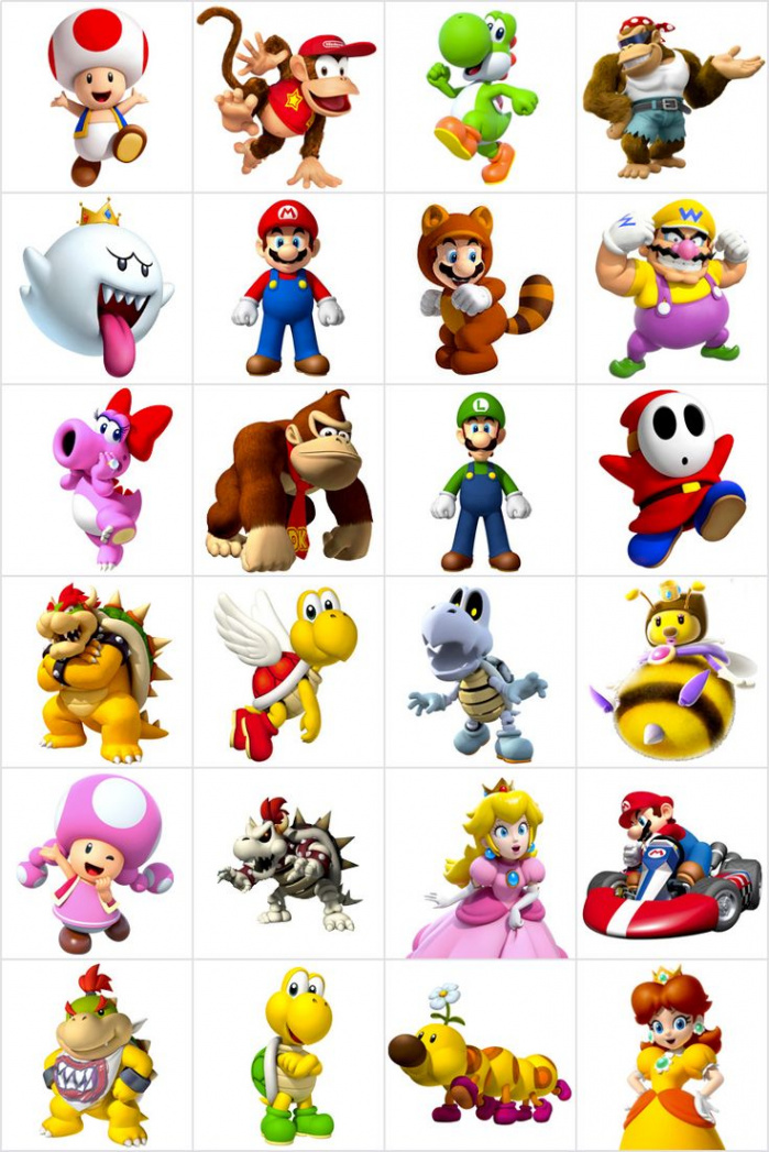 Free printable memory game for kids with characters from Mario