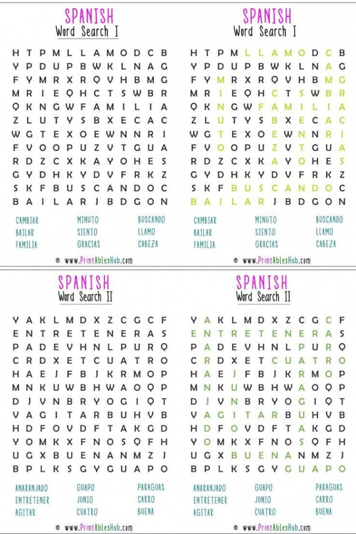 Free Printable Spanish Word Search Puzzle With Answer Key [PDF