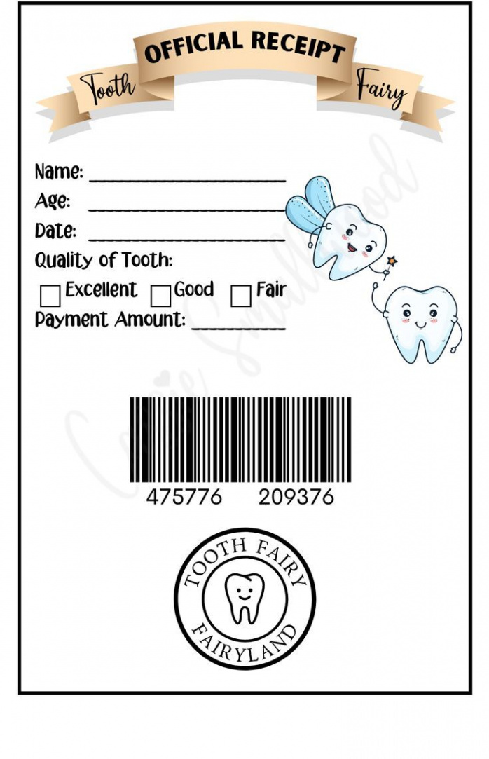 Free Printable Tooth Fairy Receipt For Boys - Cassie Smallwood