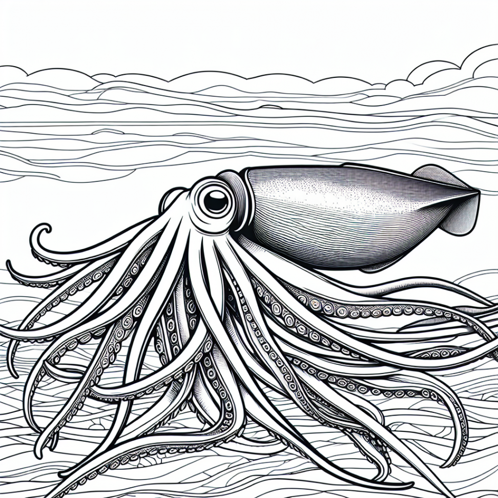 Giant Squid Coloring Page