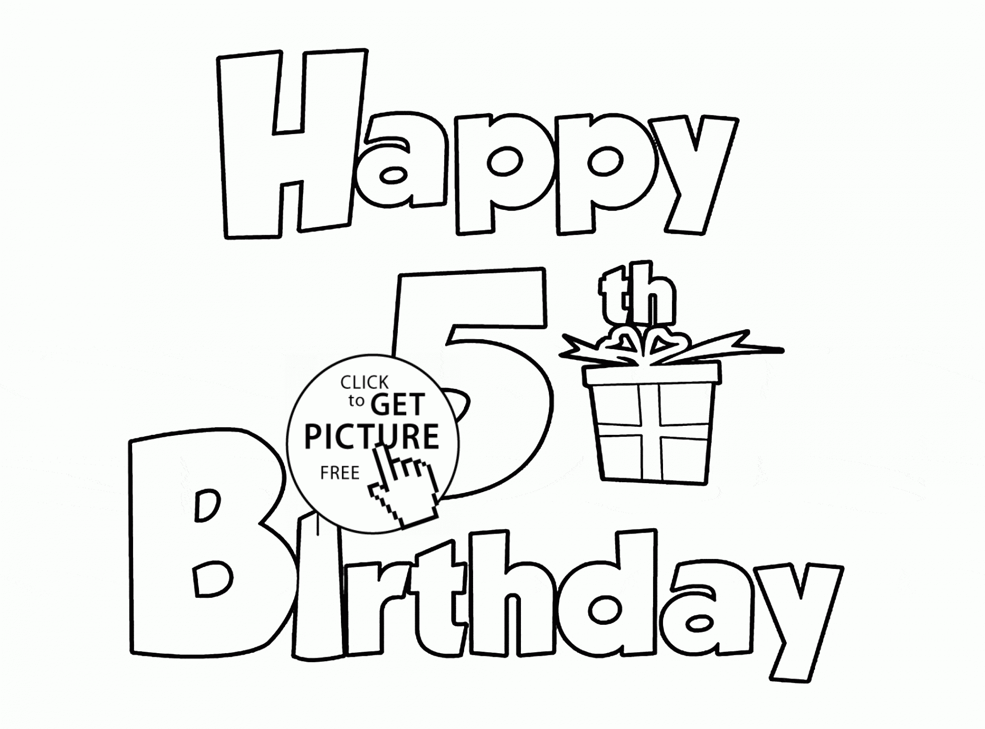 Happy th Birthday Letters Card coloring page for kids, holiday