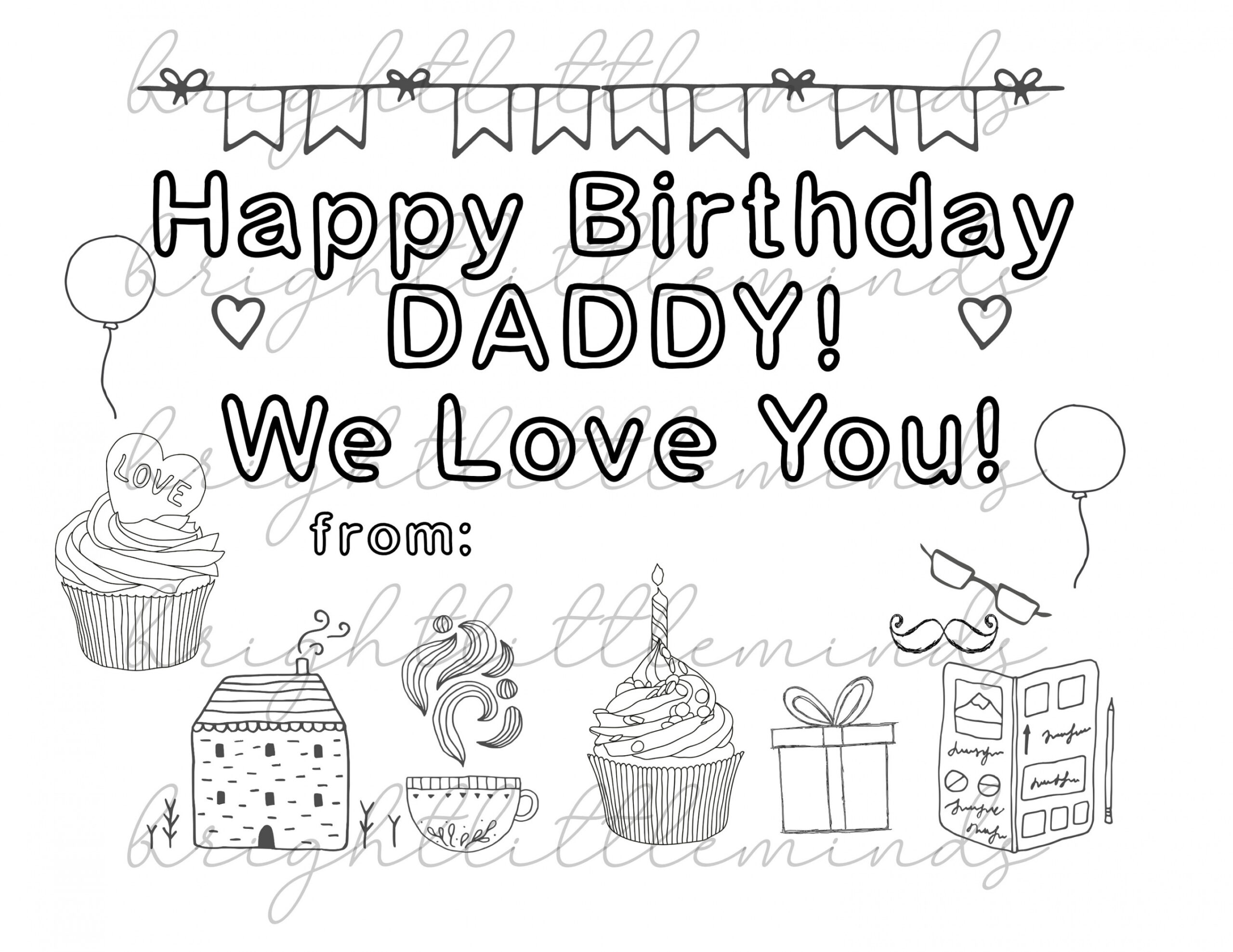 Instant Download Printable Happy Birthday Daddy DIY Kids Activity