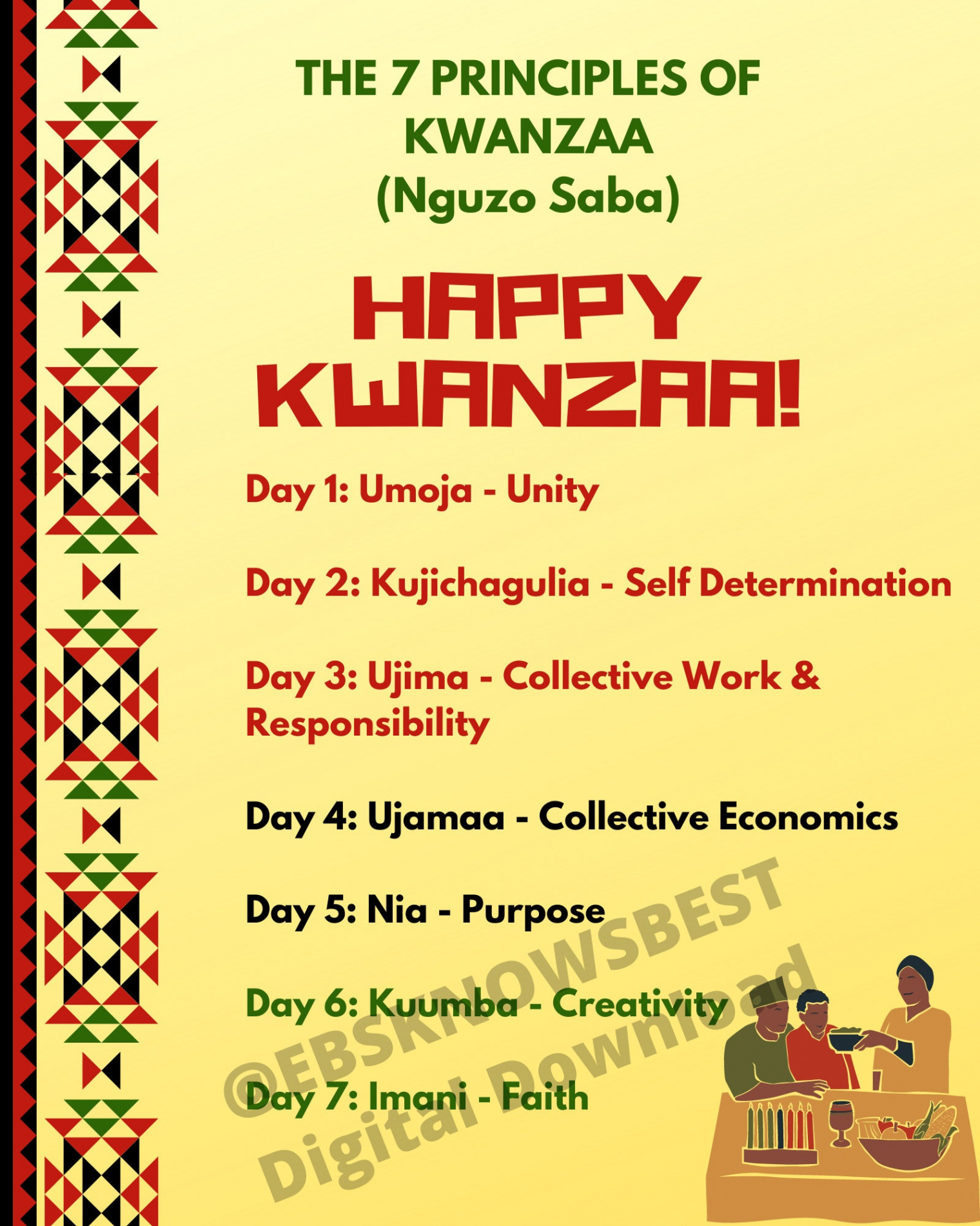 Kwanzaa Seven Principles, Kwanzaa Decorations, Printable Kwanzaa