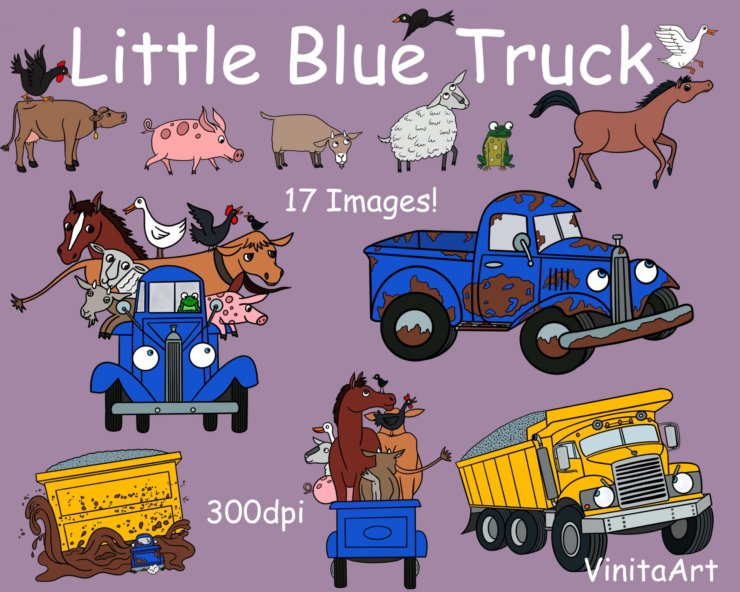 Little Blue Truck Storybook Clipart Digital Download Printable