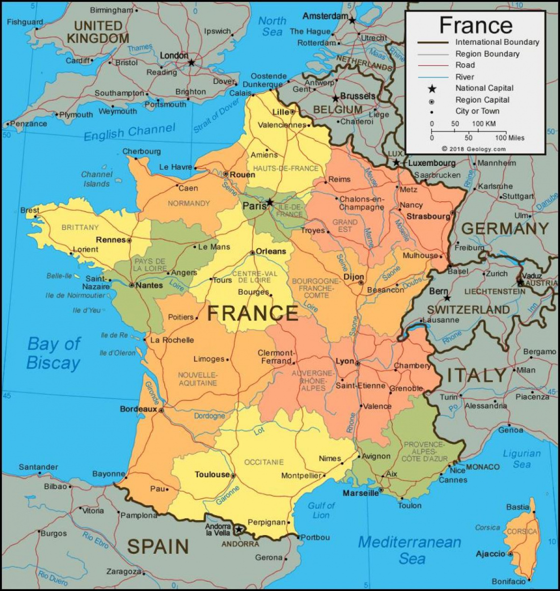 Map of France: offline map and detailed map of France