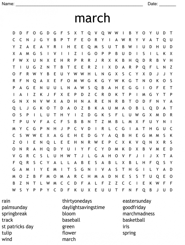 march Word Search - WordMint