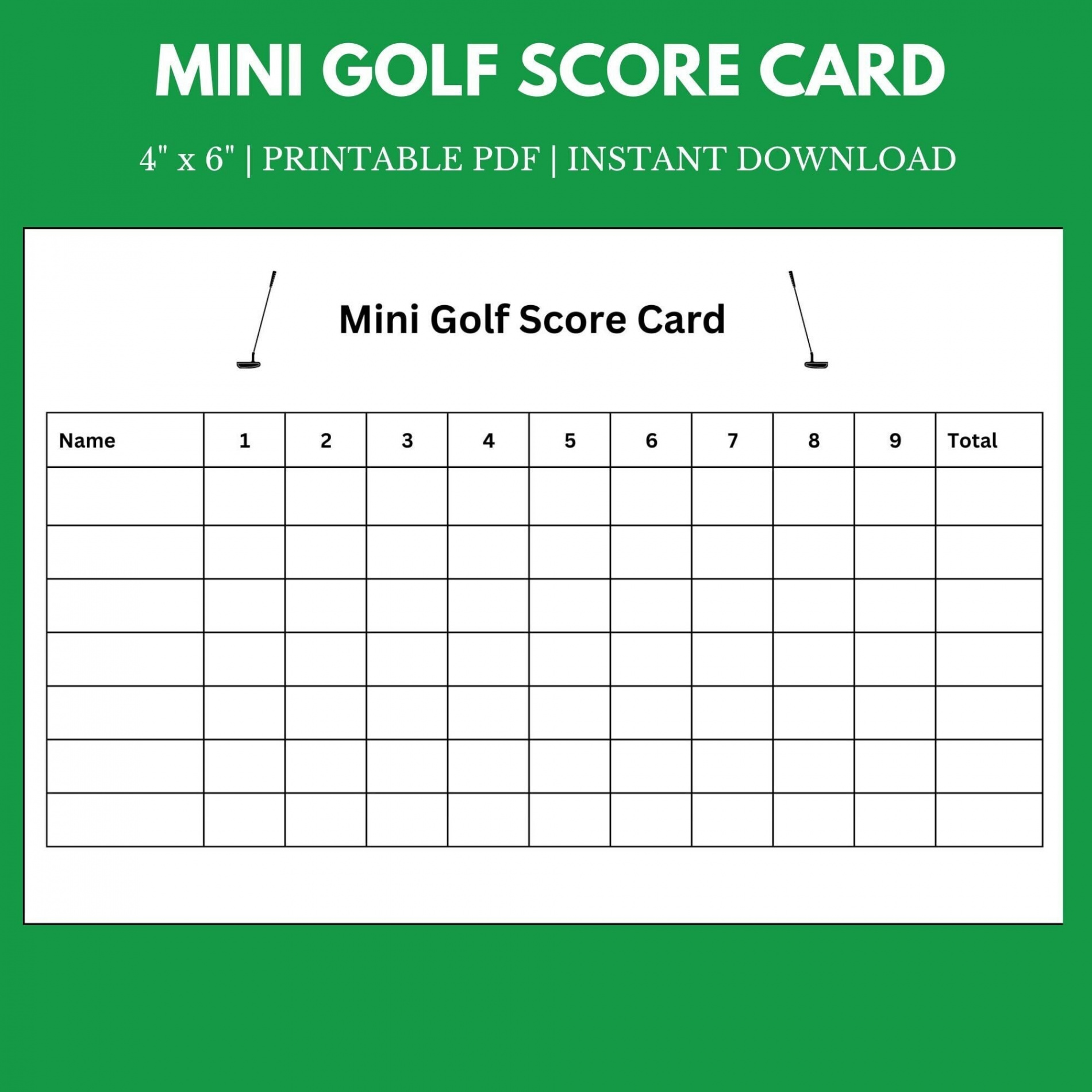 Mini Golf Score Card , x  Sofortiger Download Printable - Etsy