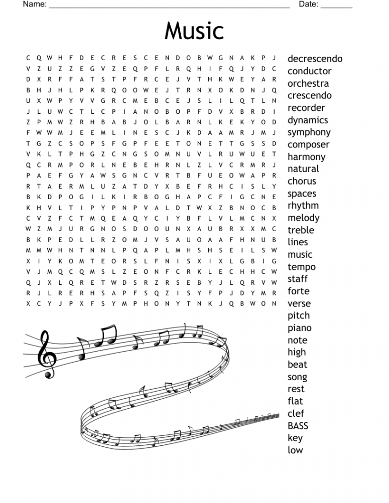 Music Word Search - WordMint