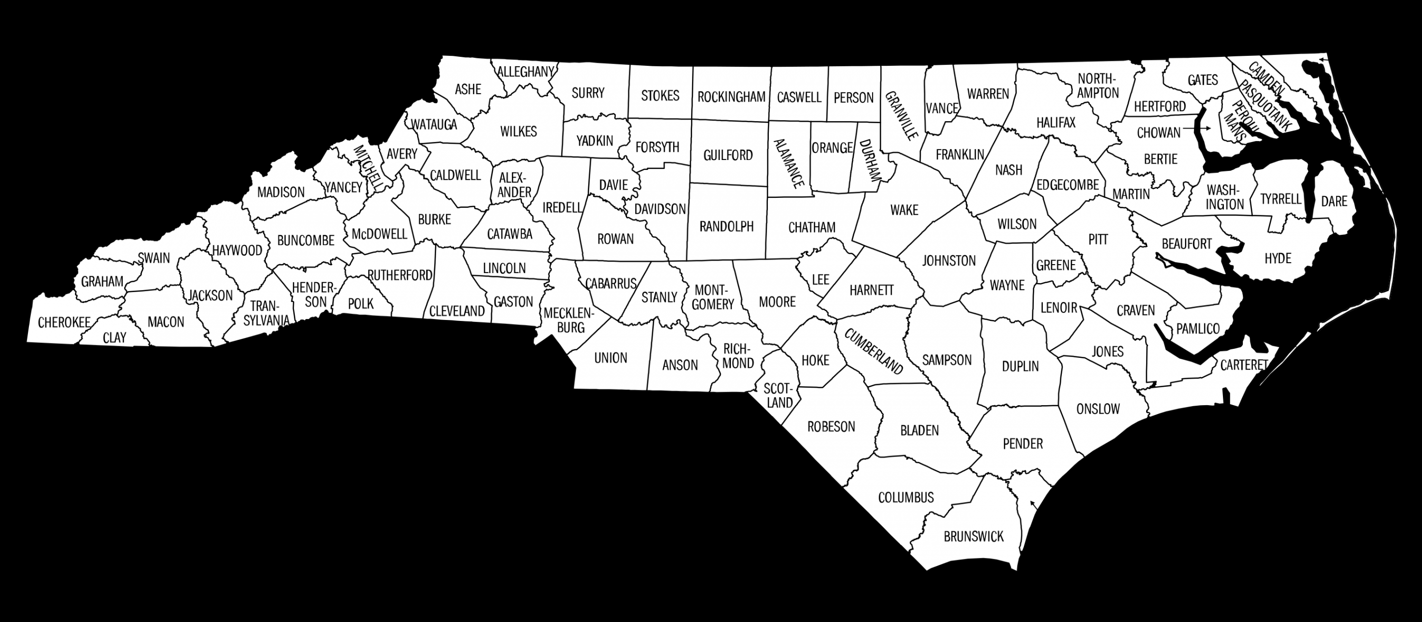 North Carolina County Map (Printable State Map with County Lines