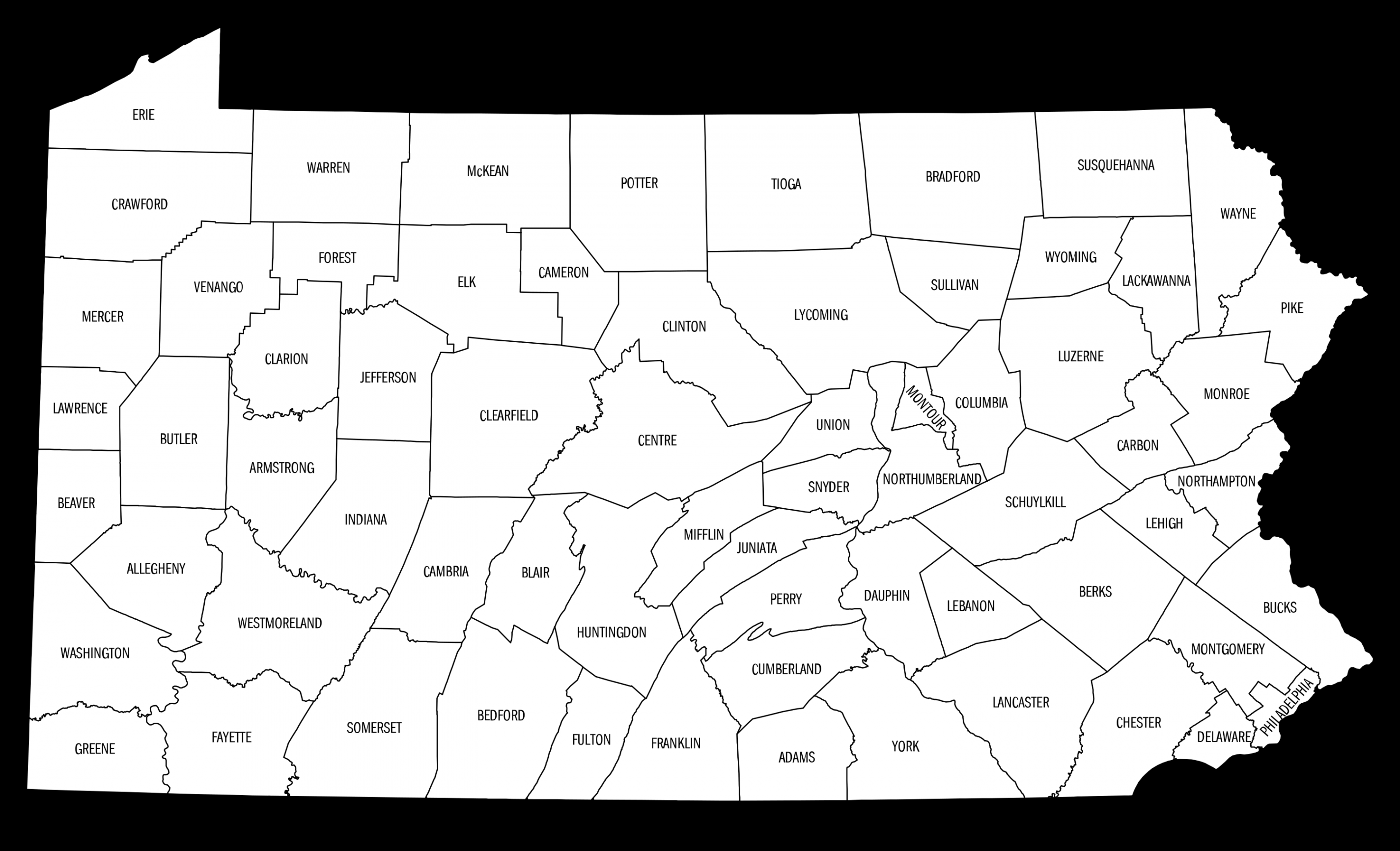 Pennsylvania County Map (Printable State Map with County Lines