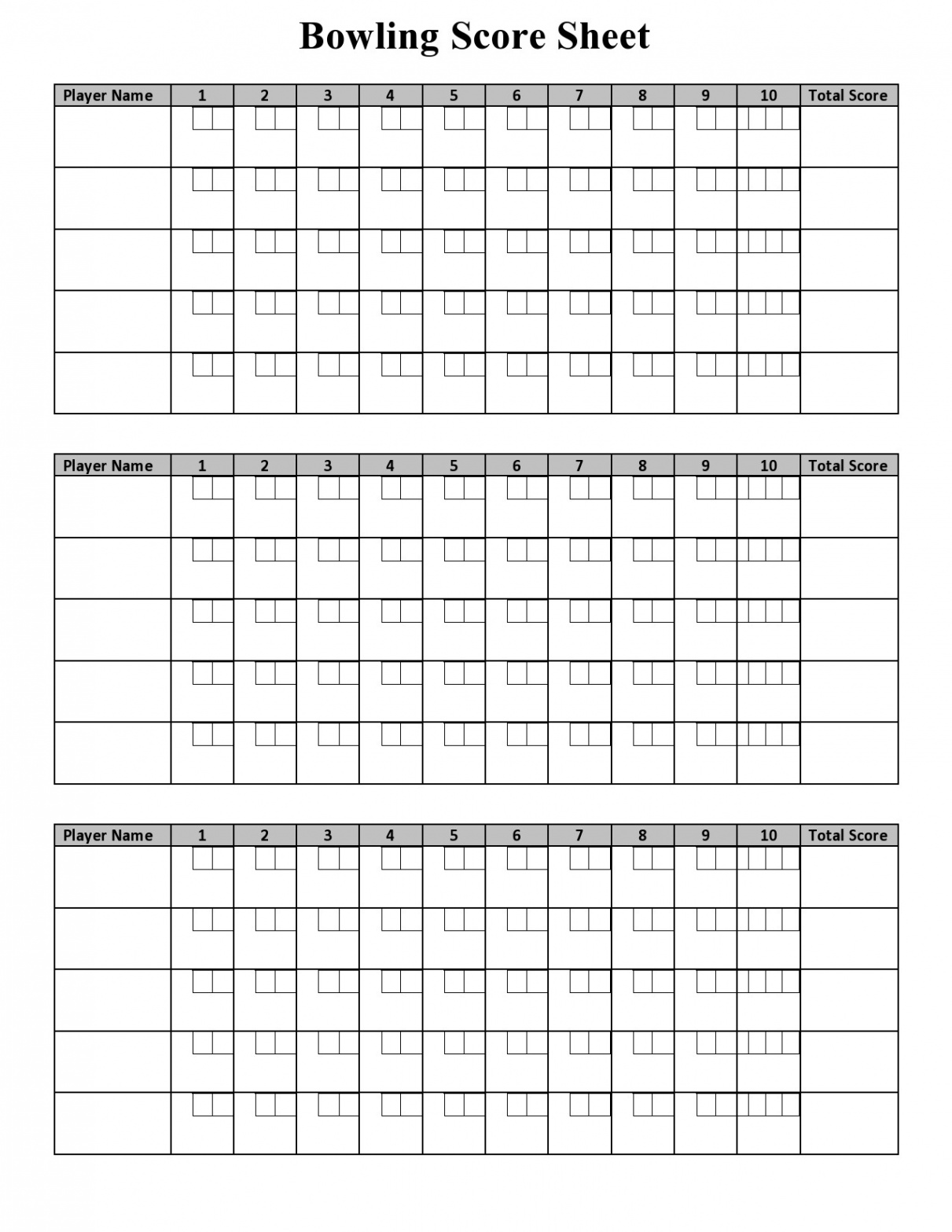 Printable Bowling Score Sheet Templates [& Examples]