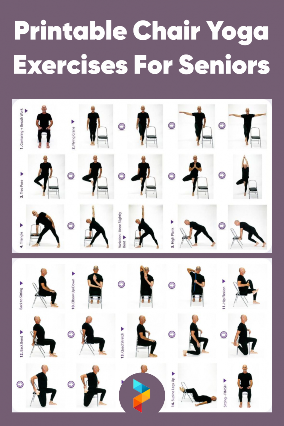 Printable Chair Yoga Exercises For Seniors  Chair yoga, Chair