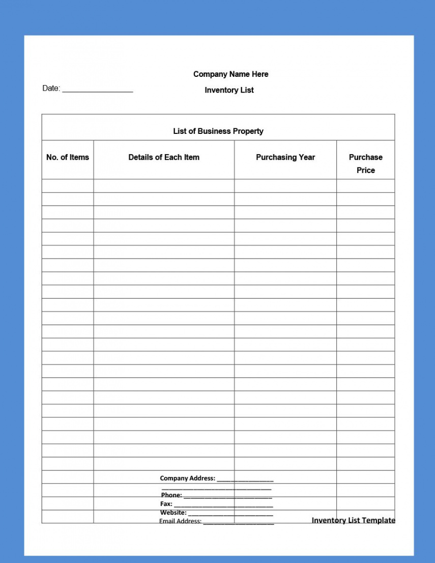 Printable Inventory List Templates [Home, Office, Moving