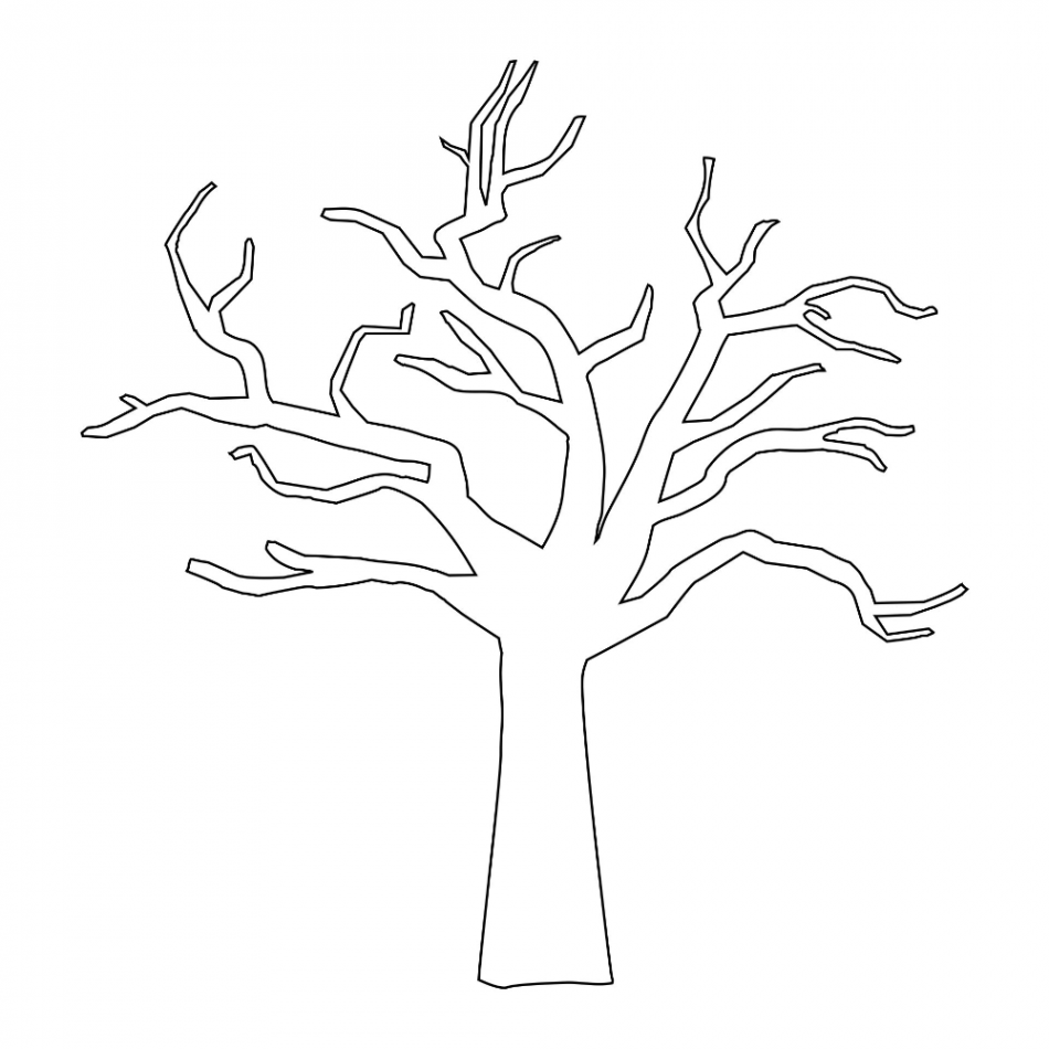 Printable Tree Template  Leaf coloring page, Tree outline, Tree