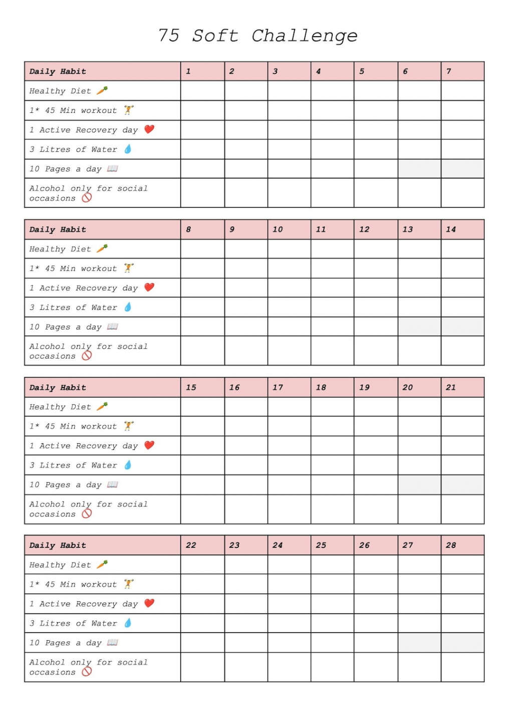 Soft Challenge Tracker PDF Instant Download - Etsy