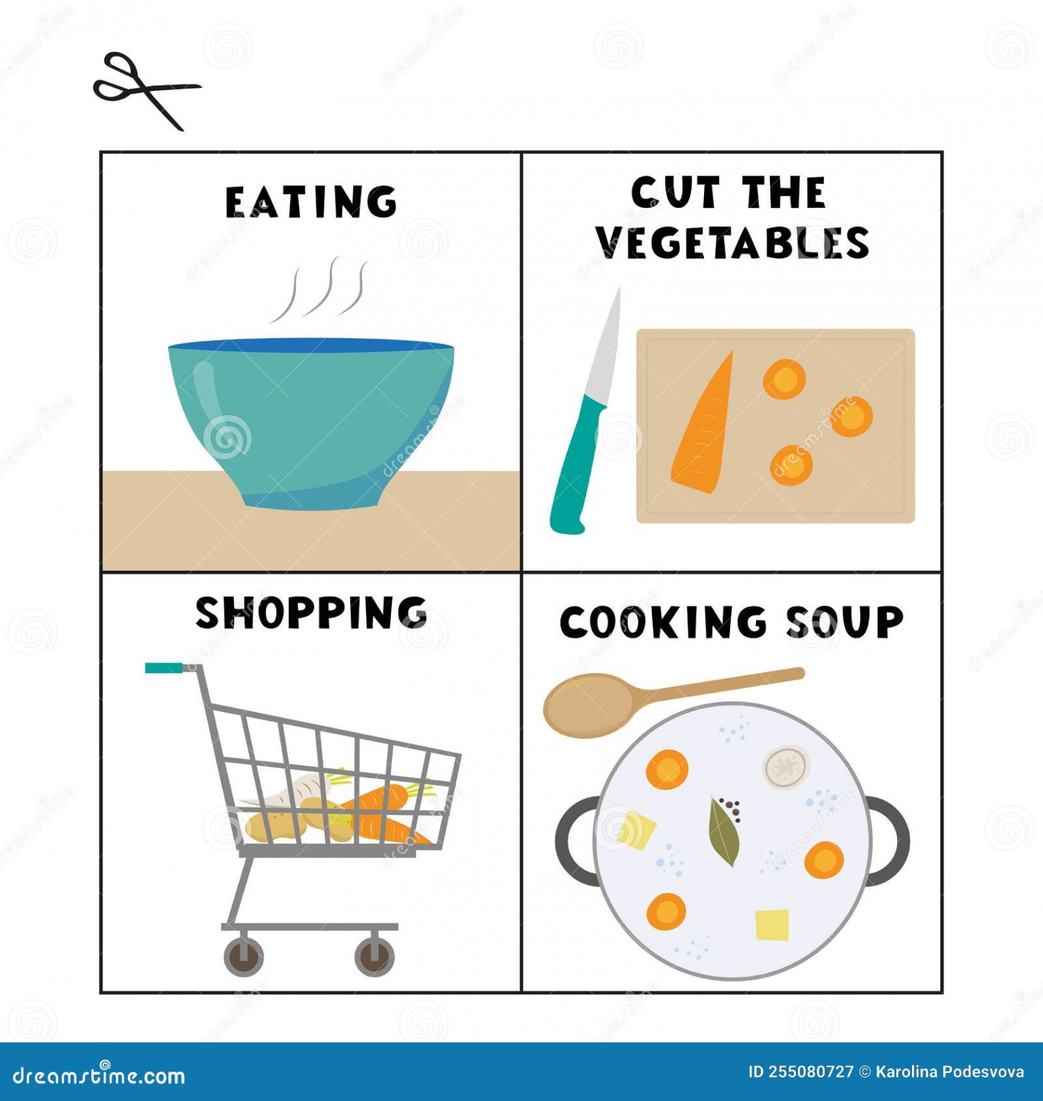 Step Sequencing Cards Game, Cooking Soup, Cut Out Cards and Sort