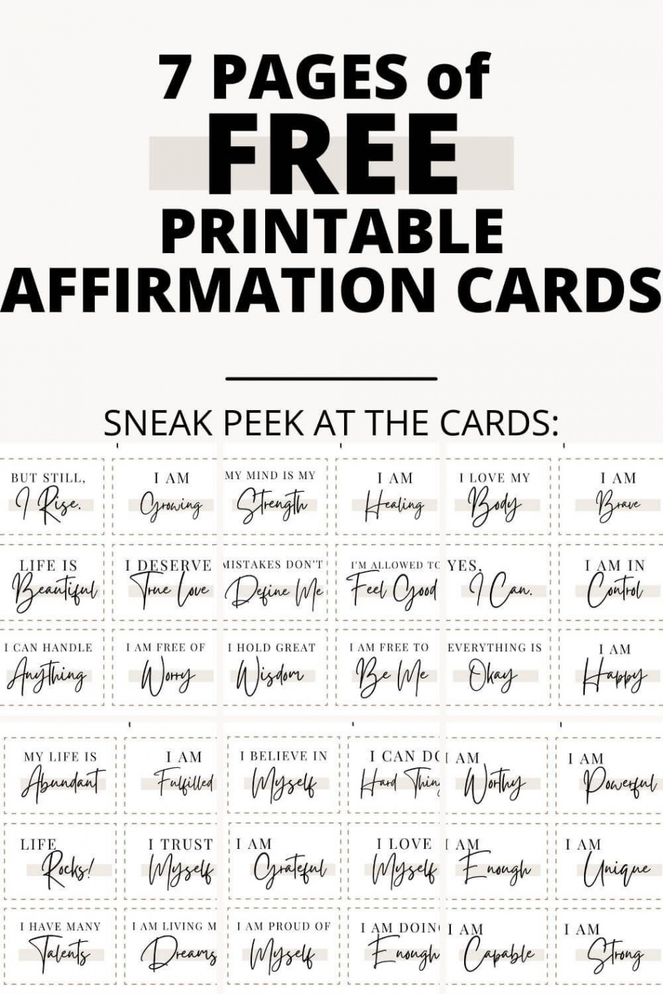 This free printable affirmation card pdf is PERFECT for beginners