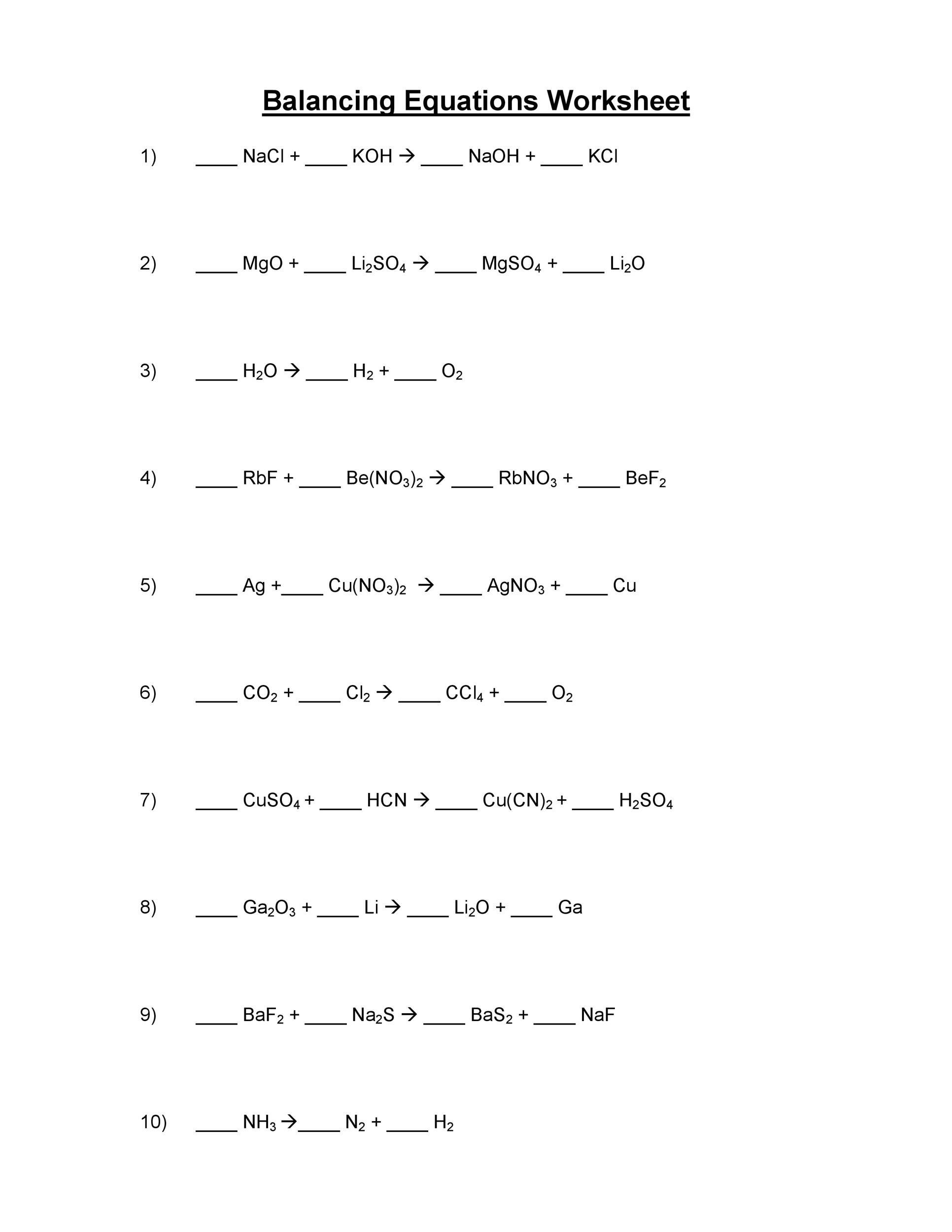 90 Printable Worksheet On Chemical Reactions 7