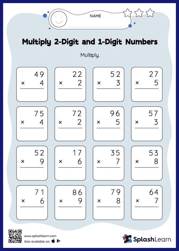 Free Multiplication Worksheets 2 Digit By 1 Digit