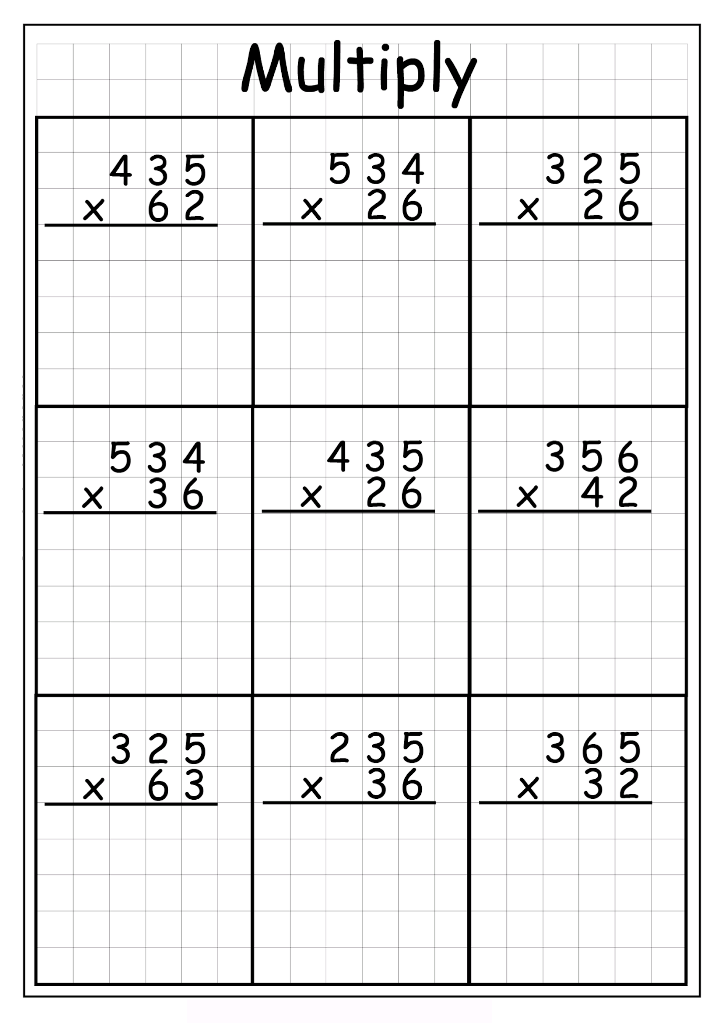 Free Multiplication Worksheets 2 Digit