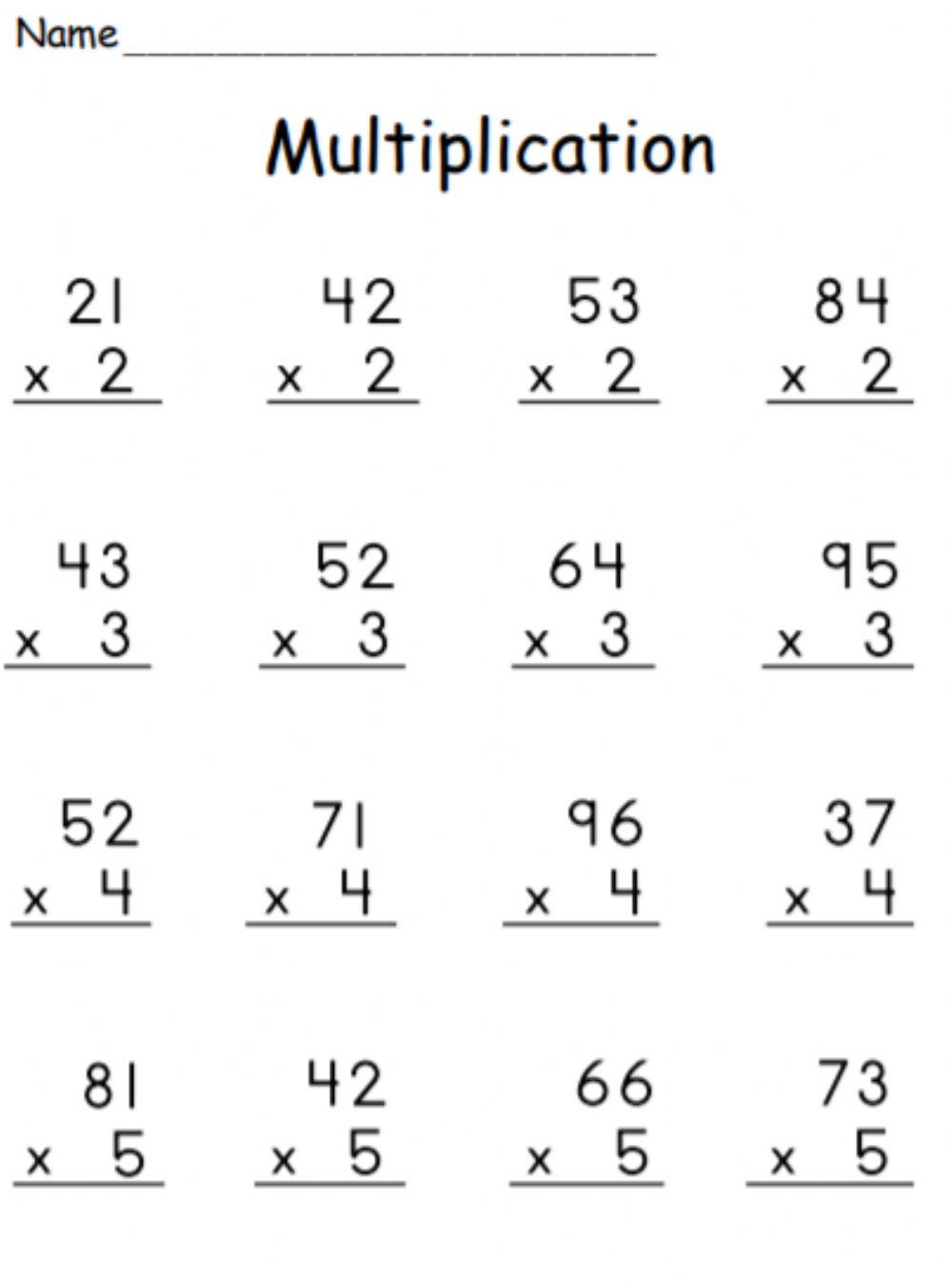 Multiplication Worksheets 2 Digit By 3