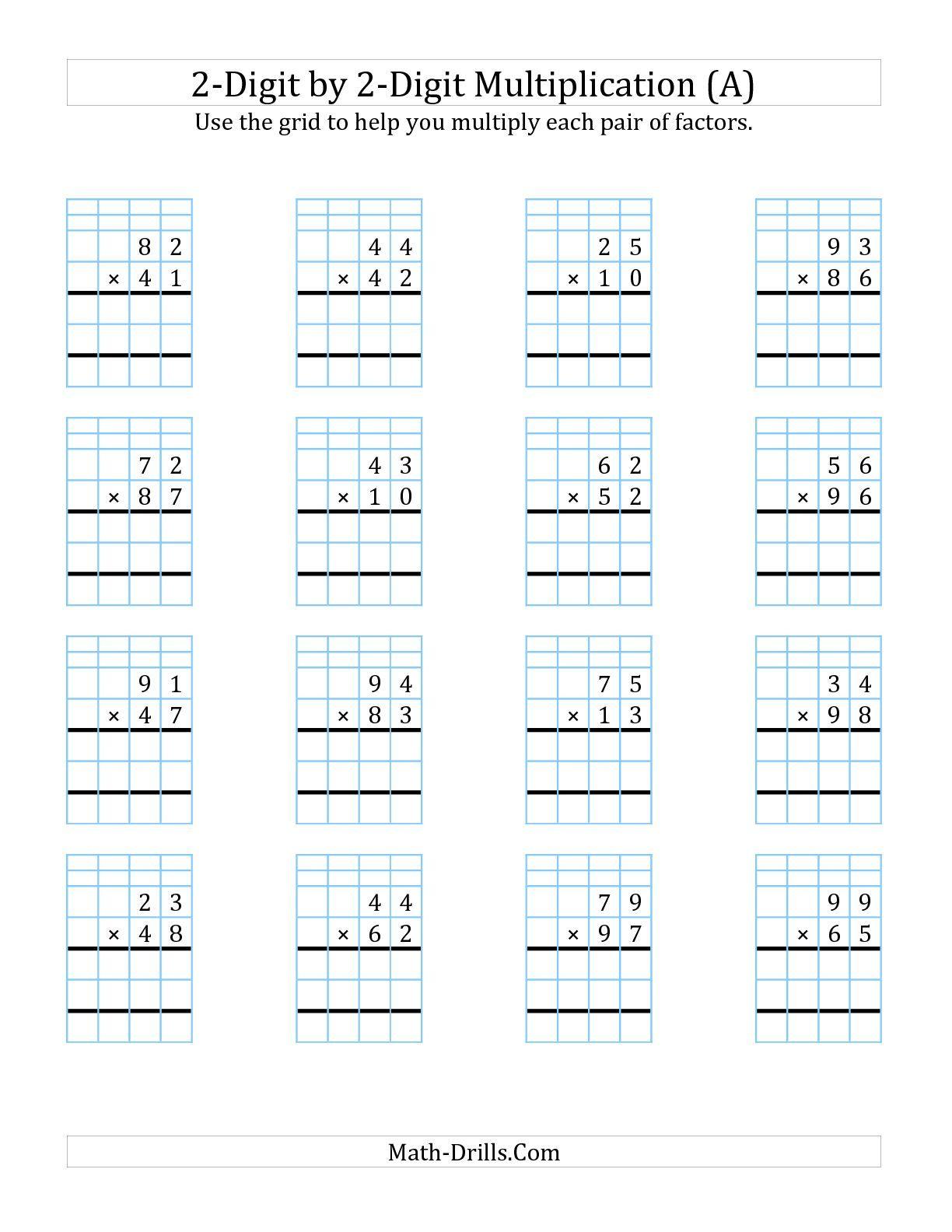 Multiplication Worksheets 2 Digit Cards