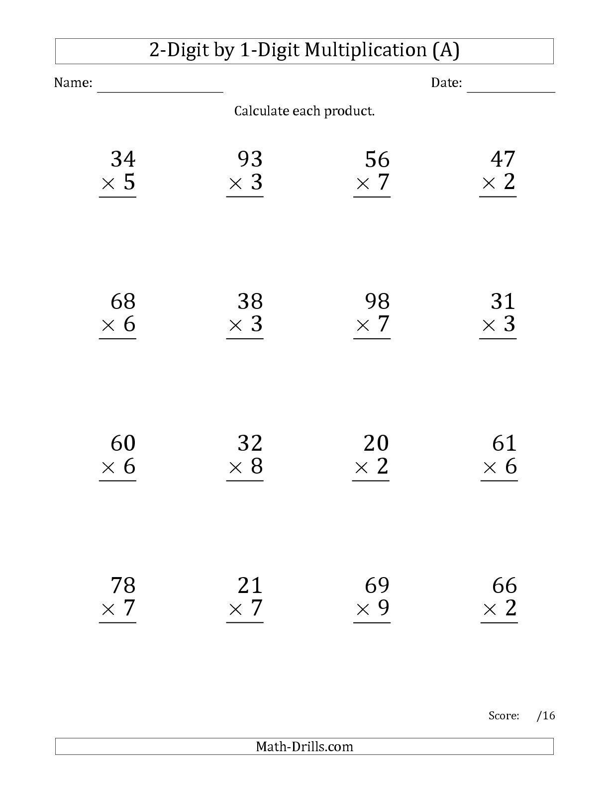 Multiplication Worksheets 2 Digit Challenge