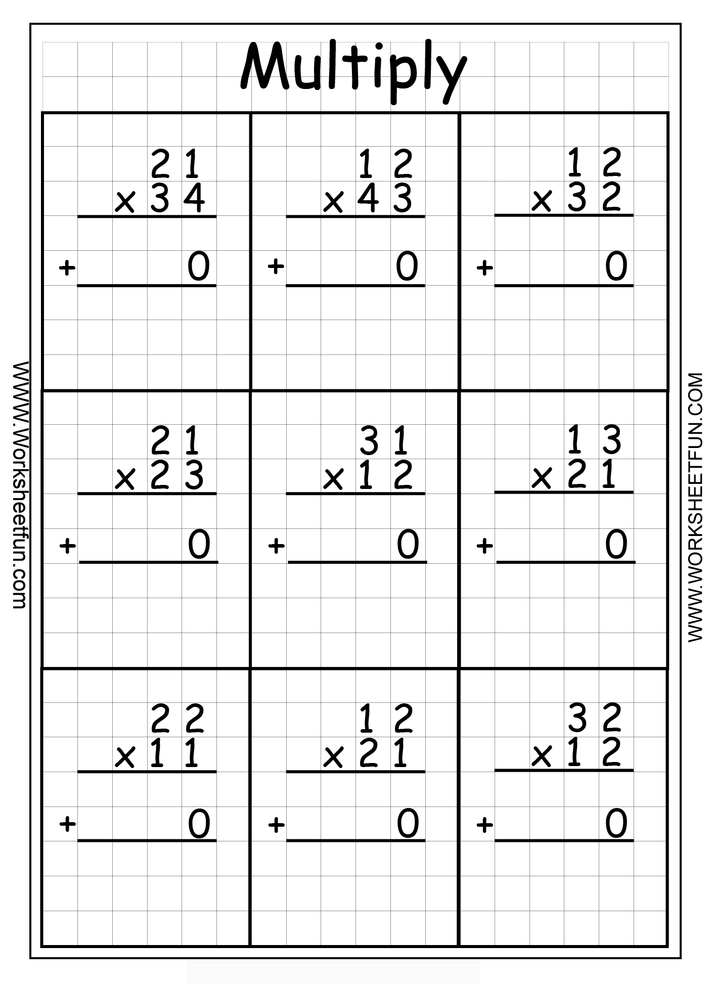 Multiplication Worksheets 2 Digit Excel